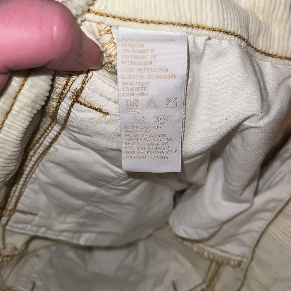 Vintage Y2K Tommy Hilfiger Tommy Jeans Cream Corduroy Flare Pants – Size 7 - Picture 5 of 8